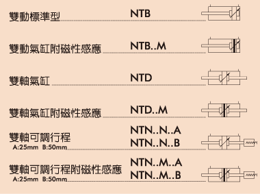 NT軸桿加強型氣缸